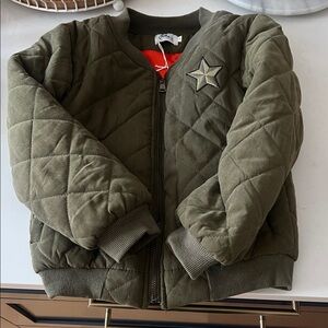 Lola and The Boys Kids Olive Quilted Bomber Jacket
